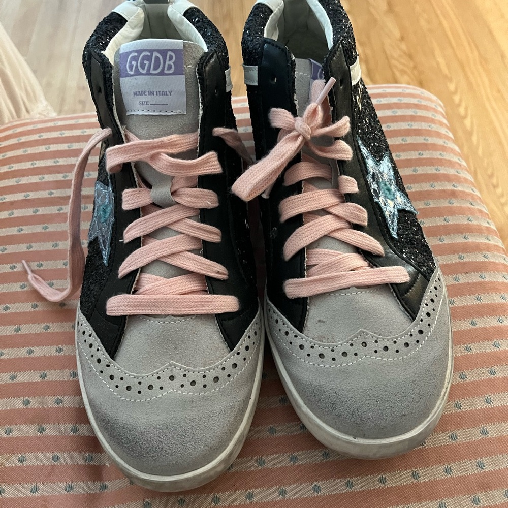 Women's High-Top Sneakers - Black, Gray, and Pink